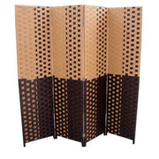 70.75' Tall 4-Panel Screen / Room Divider w/ Weave design, Espresso and Brown