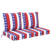 24x24 Inch Outdoor Deep Seat Cushion Set - Waterproof Fade-Resistant Patio Furniture Cushions with Removable Covers, Adjustable Straps & Handles (2-Piece) - Flag