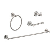 Brushed Nickel Bathroom Set 4-Pack with 22.7 Towel Bar Racks, Toilet Paper Holder, Ring, Hook, Stainless Steel