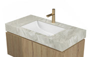 36' MURI Light Gray Sintered Stone Countertop & Ceramic Basin, NO Cabinet, NO Faucet and Sink Cover