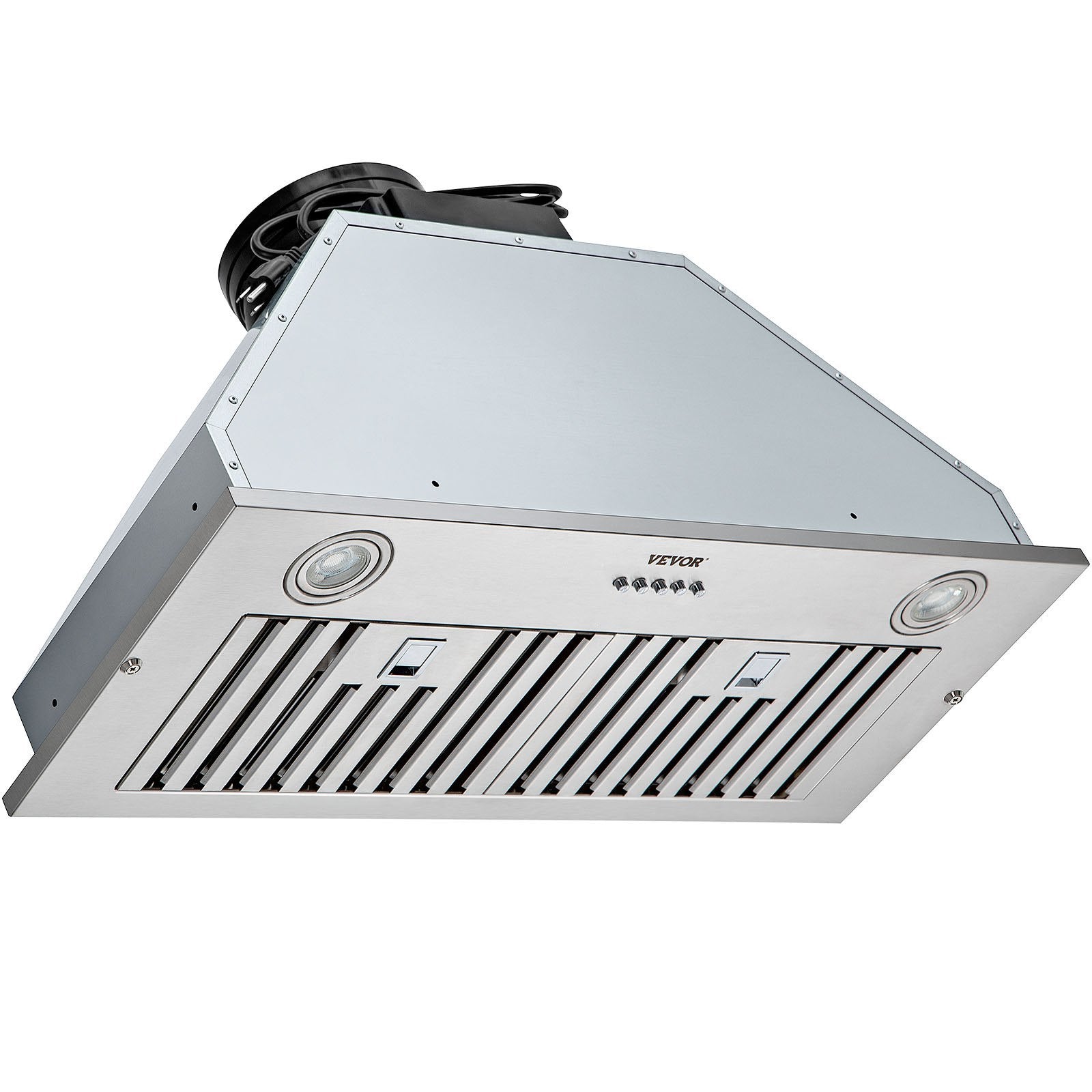 Insert Range Hood, 800CFM 3-Speed, 30 Inch Stainless Steel Built-in Kitchen Vent with Push Button Control LED Lights Baffle Filters, Ducted/Ductless Convertible, ETL Listed