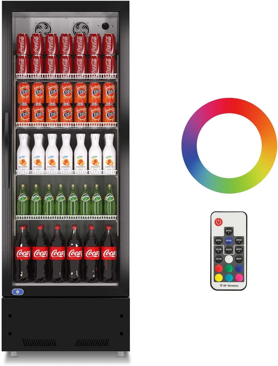 16.5 Cu. Ft Commerical Merchandiser Refrigerator, Reach-in Beverage Cooler with LED Lightning for Shop Restaurant Bar, ETL Approved, Black