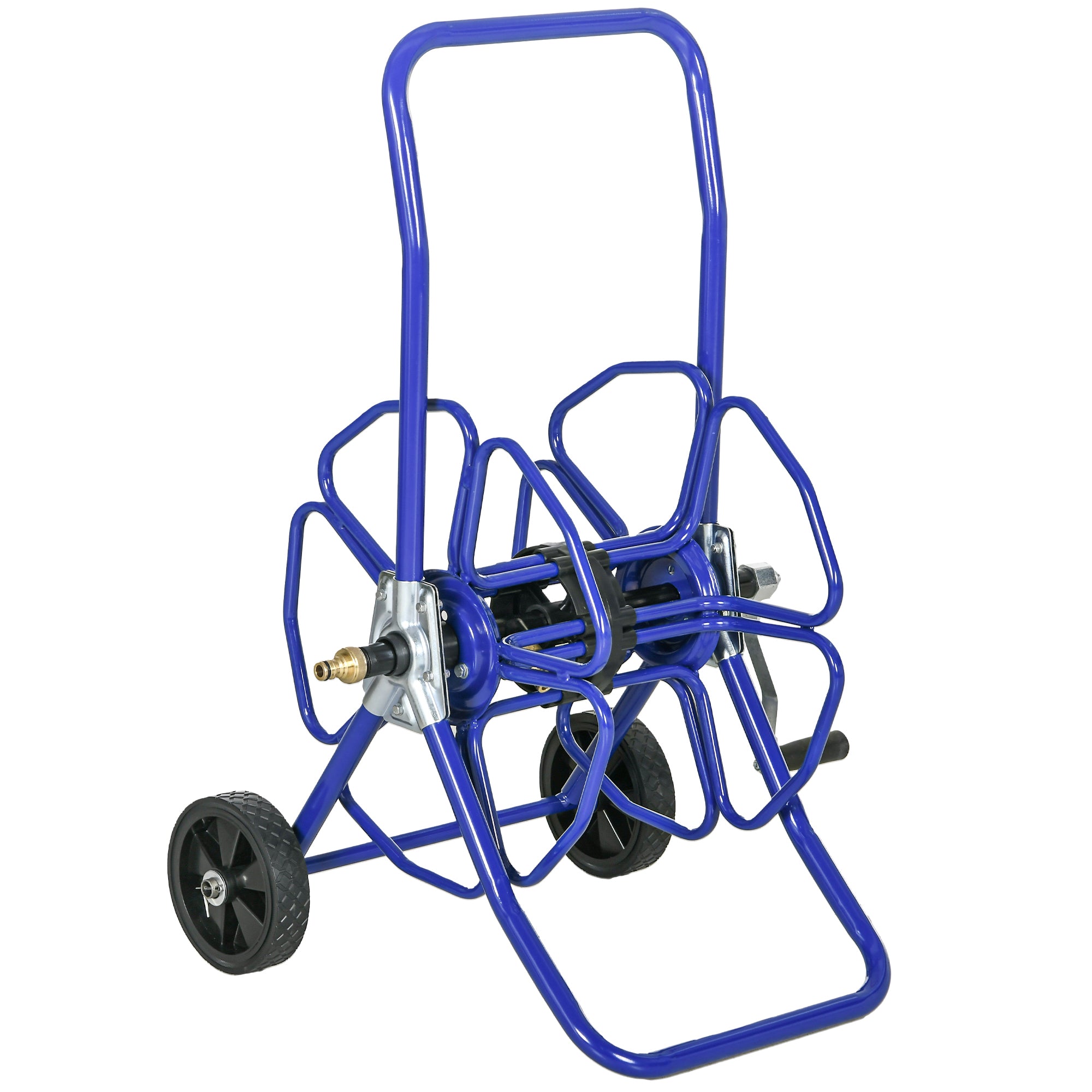 Outsunny Garden Hose Reel Cart, Hold Up to 98' of 5/8' Hose (Hose Not Included), Portable Water Hose Cart with Wheels for Yard, Lawn, Blue