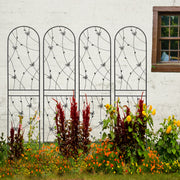 4 Pack Metal Garden Trellis 86.7' x 19.7' Rustproof Trellis for Climbing Plants Outdoor Flower Support Butterfly Deco Black