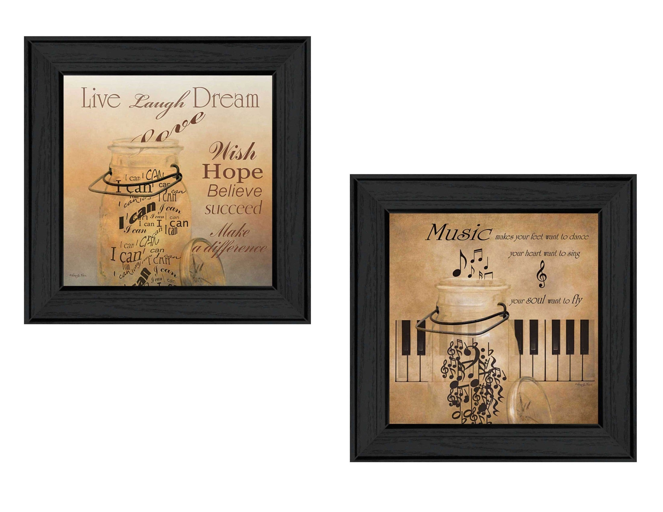 'Music Collection' 2-Piece Vignette By Robin-Lee Vieira, Printed Wall Art, Ready To Hang Framed Poster, Black Frame