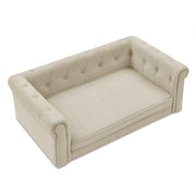 Modern Elegant Rectangle Pet Bed, Durable Elevated Dog Sofa, Beige Foam 40'*23'*14'