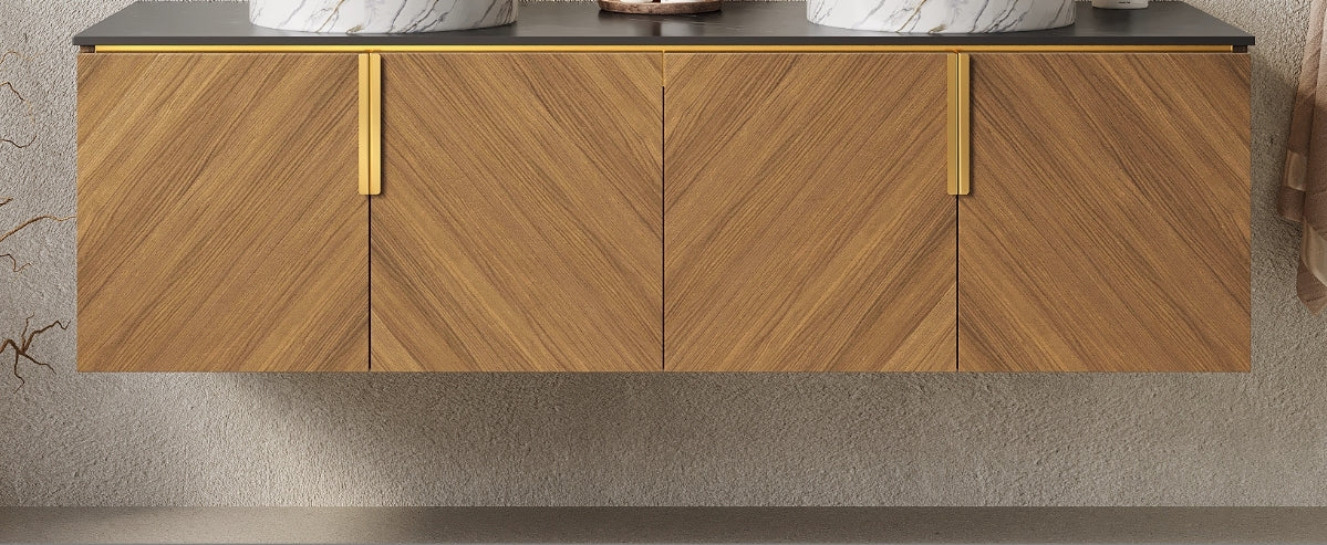 60' ARAI Black and White Texture Countertop, Cabinet, NO Basin and Faucet, Oak