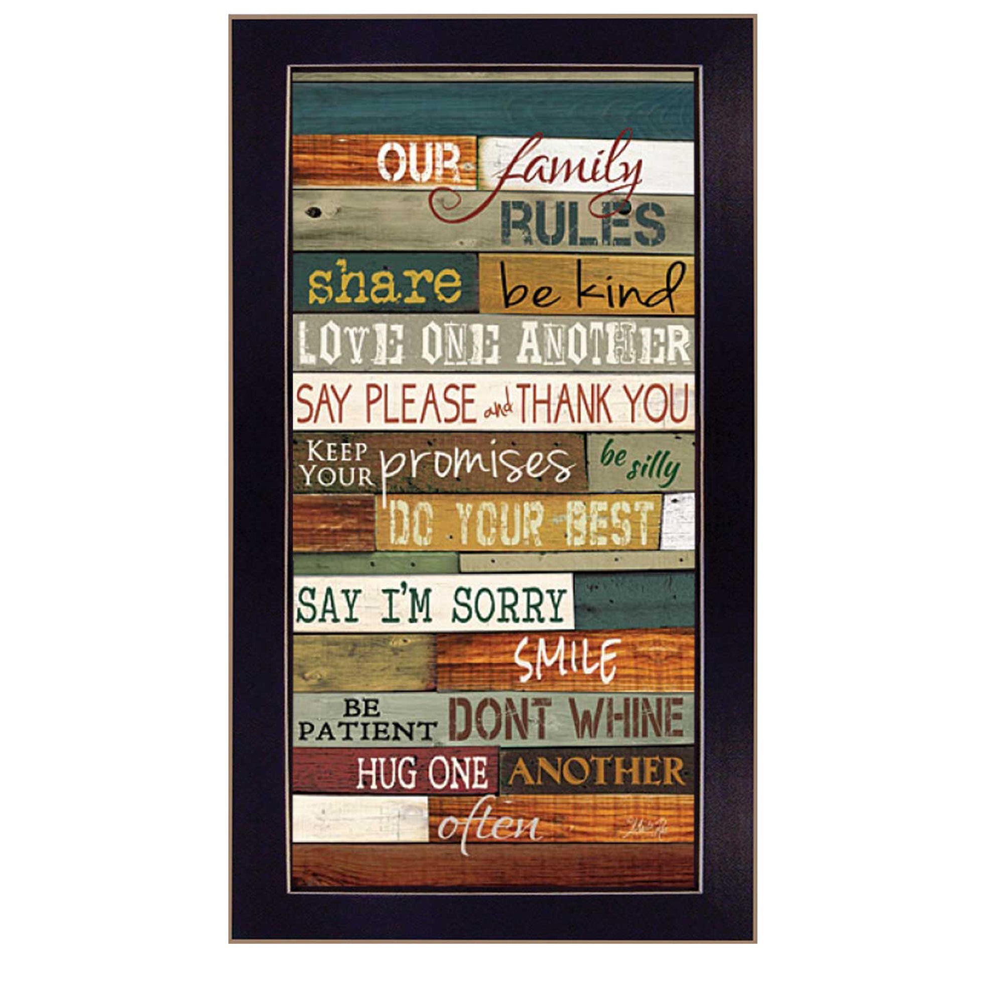 'Our Family Rules' By Marla Rae, Printed Wall Art, Ready To Hang Framed Poster, Black Frame