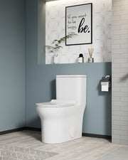 1.1/1.6 GPF Elongated Comfort Height Floor Mounted One-Piece Toilet, CUPC Certified, WaterSense Cetified, Ceramic, White Color, Soft Close Seat