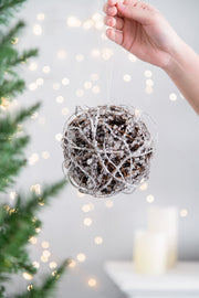 D5' Iced Twig Ball, Decorative Hanging Ball Christmas Tree Ornaments for Holiday Party Decorations, Set of 4
