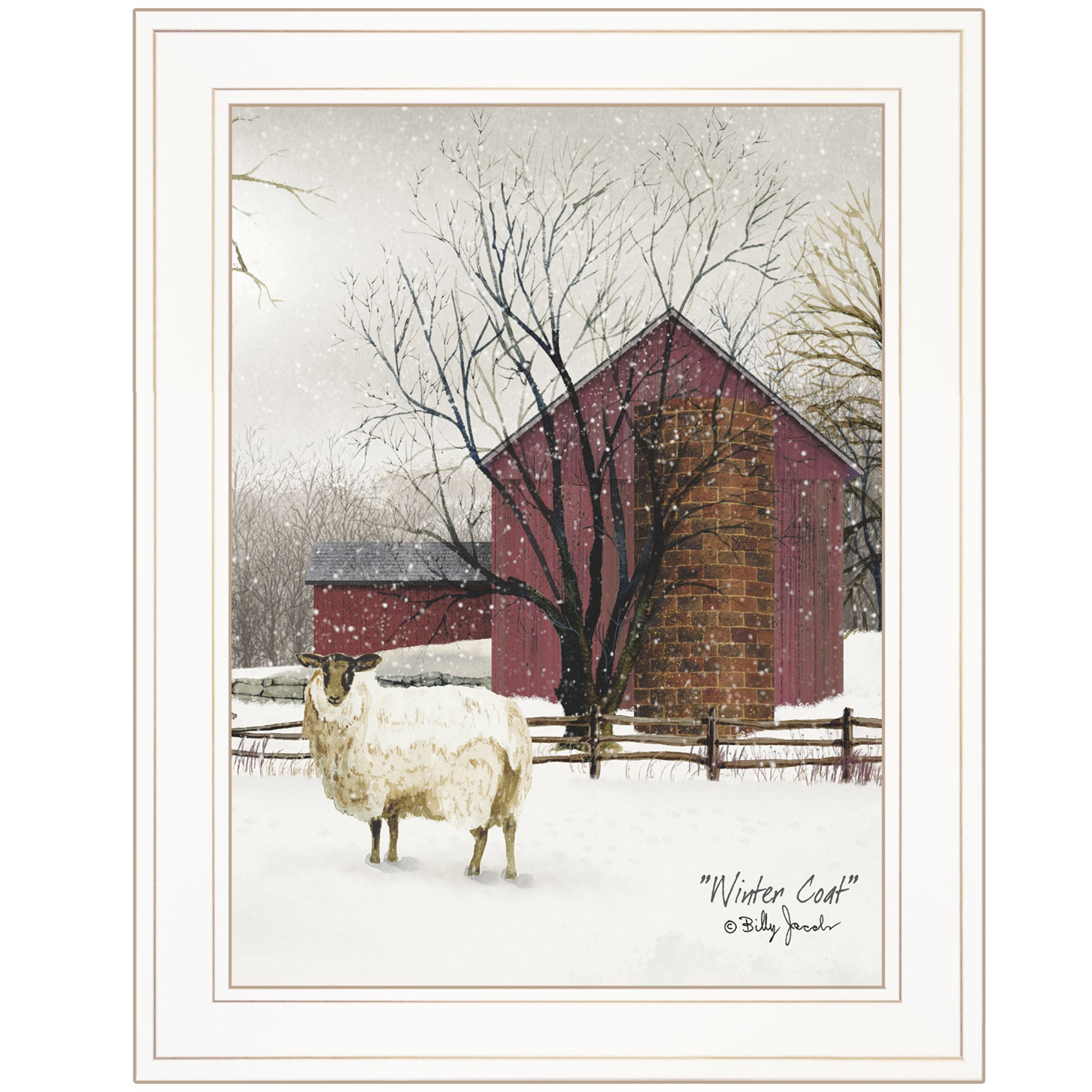 'Winter Coat' by Artisan Billy Jacobs, Ready to Hang Framed Print, White Frame