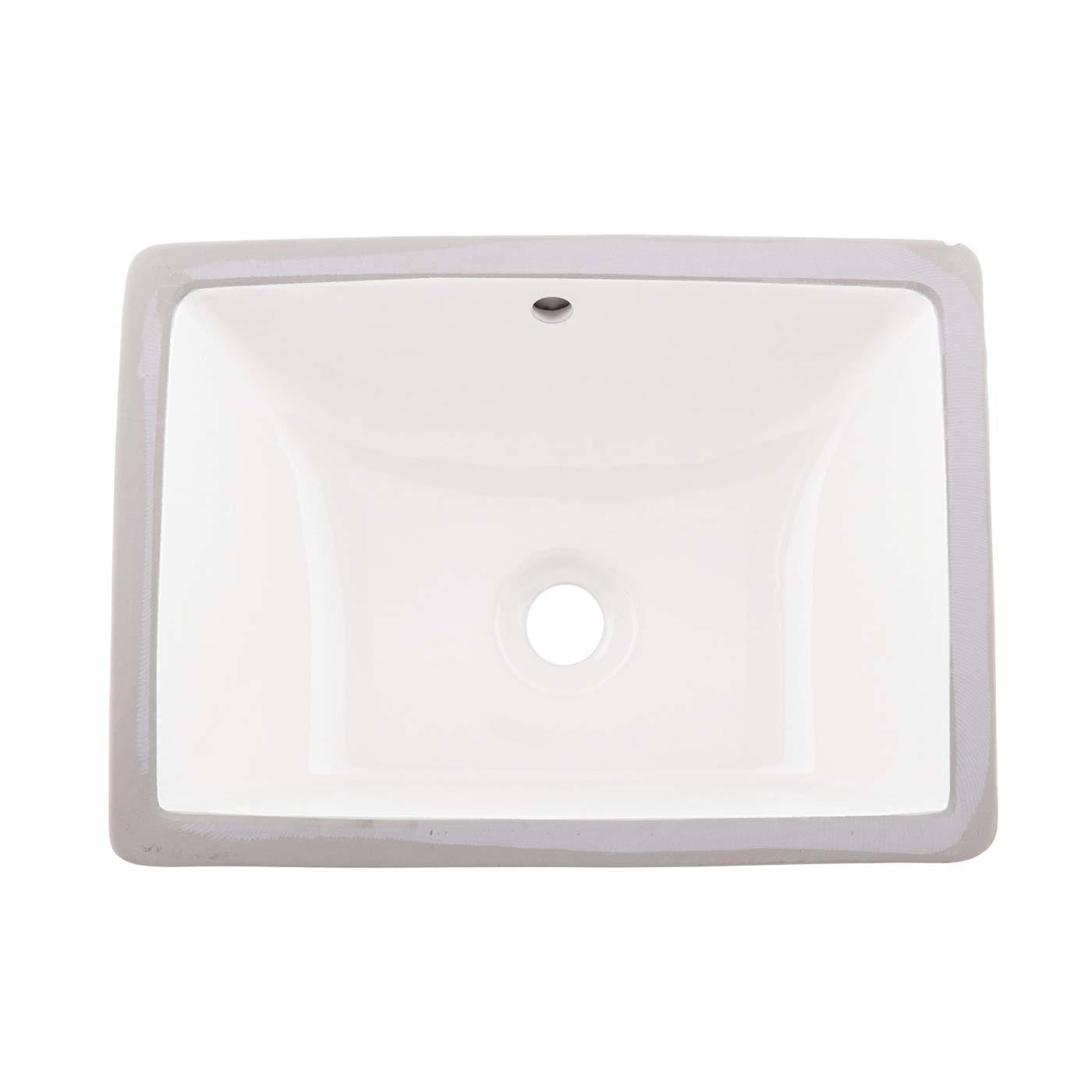 DAX  Ceramic Square Single Bowl Undermount Bathroom Basin 18.5'x13.5' – White – Modern Design, Durable & Easy to Clean – Elegant Bathroom Sink