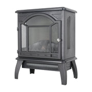 Classical Free-Standing 3D Flame Electric Infrared Quartz Fireplace Stove with Remote Control in Antique Black