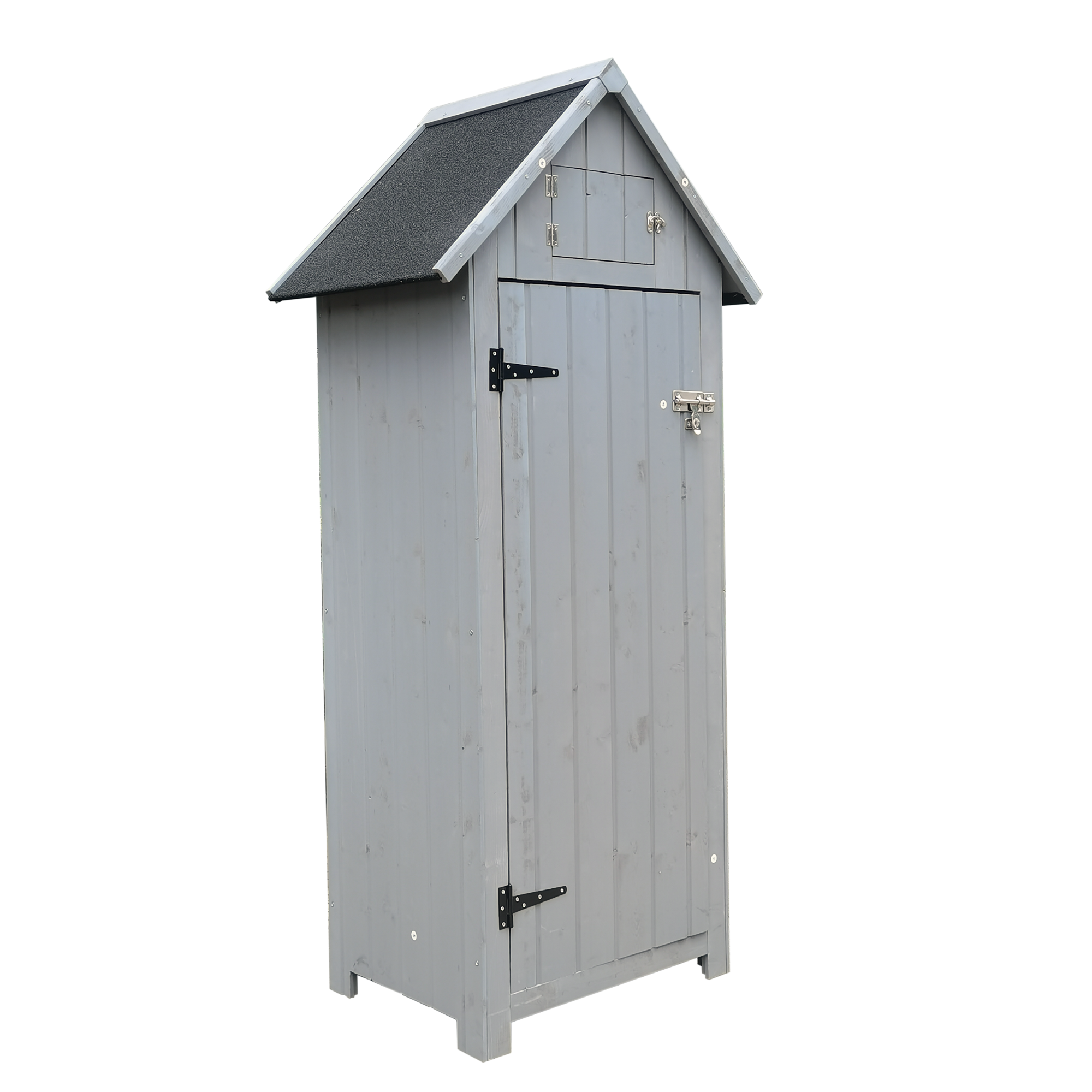 XWT007 Outdoor Storage Shed for Patio Furniture in Natural Solid Wood, 30.31 x 20.48 x 65.75 inches