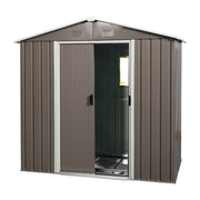 Outdoor Metal Storage Shed with Window and Metal Foundation, Gray, 8ft x 4ft, Iron Construction