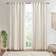 1PC 50x108' Cotton Printed Curtain Panel with Chenille Stripe and Lining