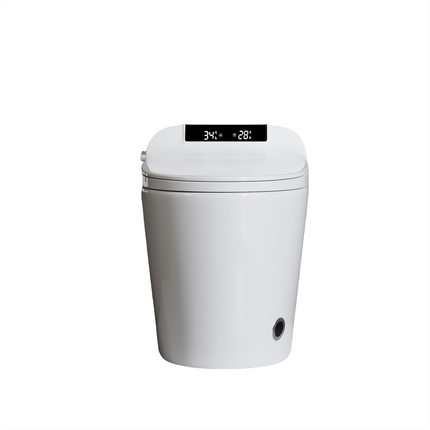 Smart Toilet Bidet Combo with Foot Sensor Open Cover/Seat, Self-Cleaning Nozzle, LED Display, Three Level Heated Seat/Airflow, Night Light, Knob Control, Soft Close, Auto Flush, with Remote Control