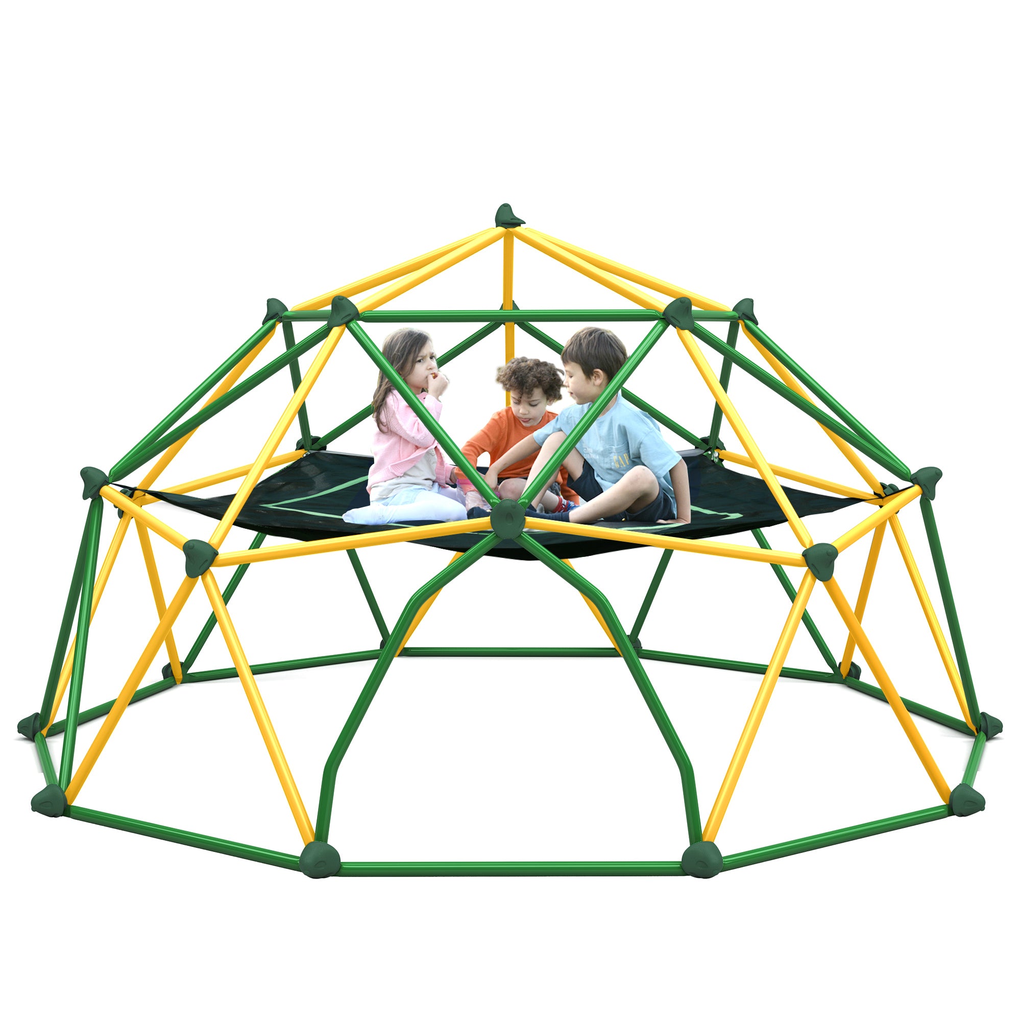 13ft Geometric Dome Climber Play Center, Kids Climbing Dome Tower with Hammock, Rust & UV Resistant Steel Supporting 1000 LBS