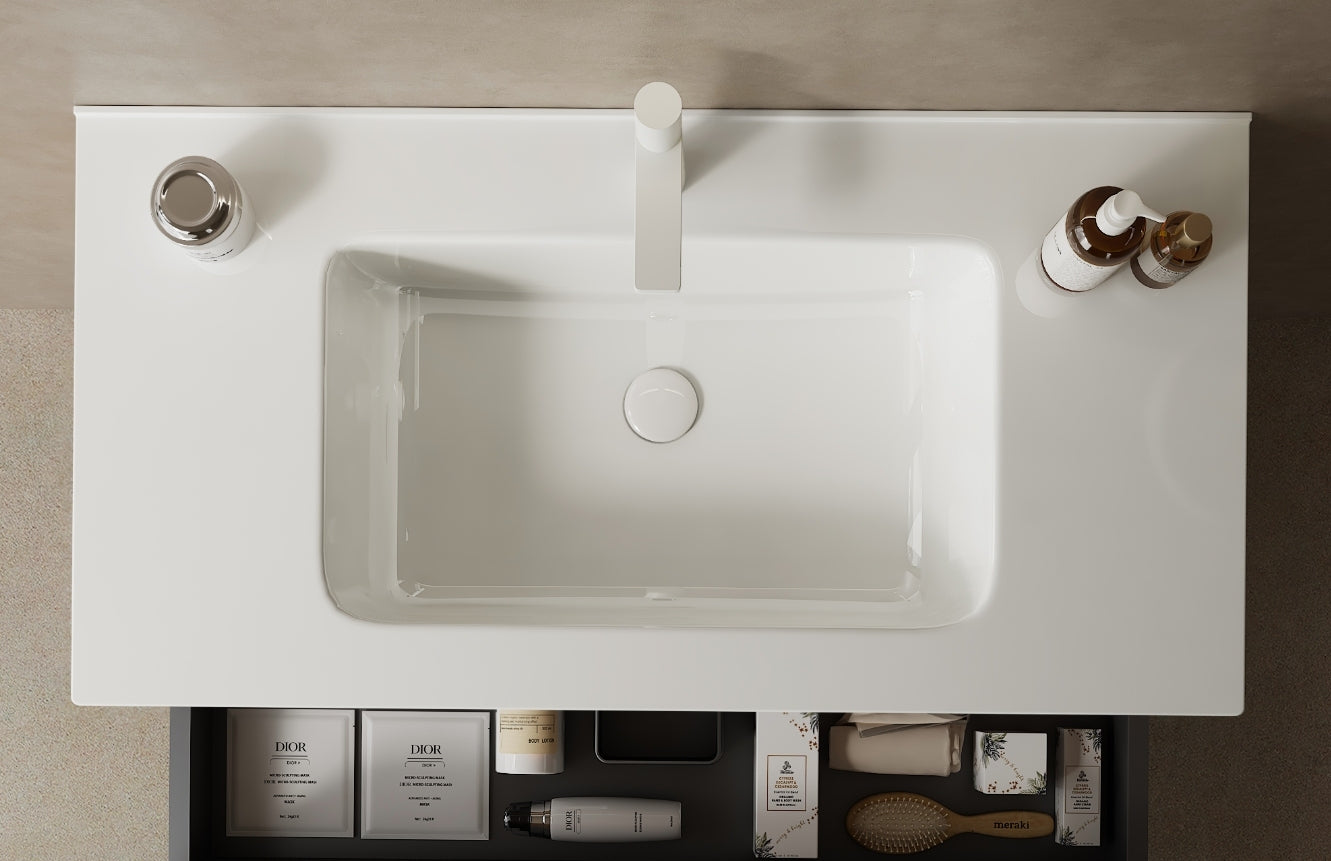BRON 36' Bathroom Countertop with  White Ceramic Basin, NO Cabinet (90B)