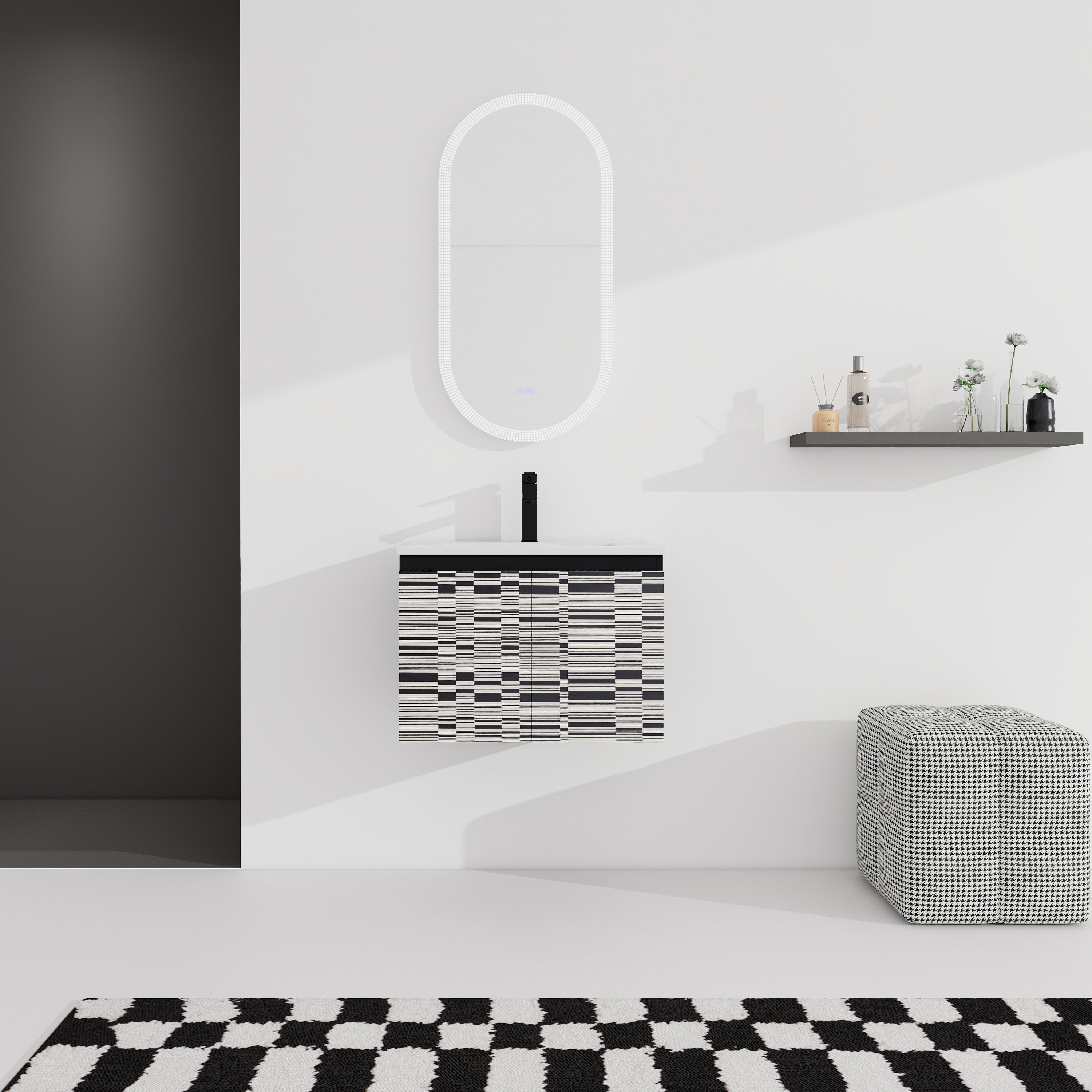 24'' Floating Wall-Mounted Bathroom Vanity With Ceramics Sink & Soft-Close Cabinet Door, KD-Package