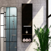 Medicine Single Door Cabinet 32' H, Two External Shelves, Two Interior Shelves, Black