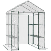 Outsunny 5' x 5' x 6' Mini Walk-in Greenhouse Kit, Portable Green House with 3 Tier Shleves, Roll-Up Door, and Weatherized Plastic Cover for Backyard Garden, Garden