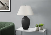 Lighting, 24'h, Table Lamp, Black Ceramic, Ivory / Cream Shade, Modern