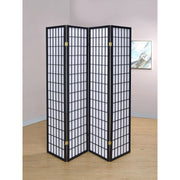 Sartre Black 4-Panel Room Divider Folding Shoji Screen