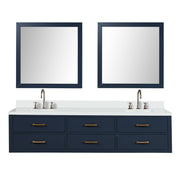 Castor 80 in W x 22 in D Blue Double Bath Vanity, Cultured Marble Top, Faucet Set, and 36 in Mirrors