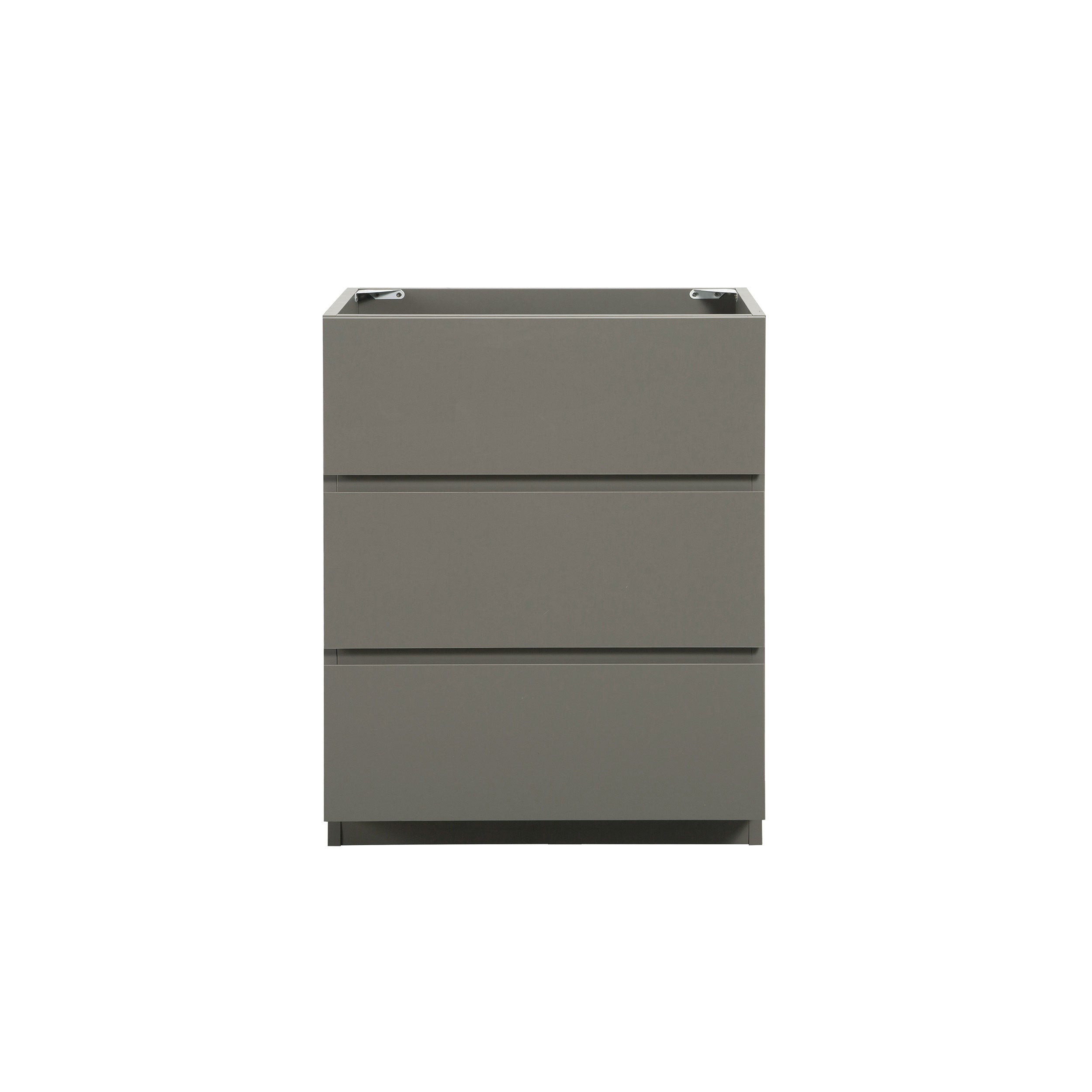 Alice-24F-102,Floor cabinet WITHOUT basin, Gray color, With three drawers, Pre-assembled