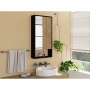 Medicine Single Door Cabinet 35' H, Two Interior Shelves, One External Shelf, Black