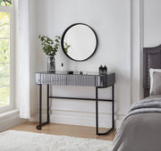 39' Mirrored Makeup Vanity Table with Stainless Steel Base, Mirrored Console Dressing Table with 2 Drawers,Versatile Desk for Bedroom and Office, Gray