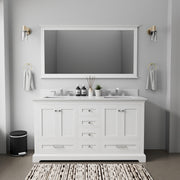 White Double Bath Vanity 60 in. W x 22 in. D, with Cultured Marble Top