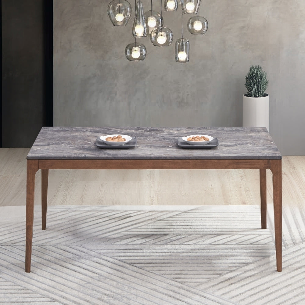 Mid-Century Modern Dining Furniture 1pc Walnut Finish Dining Table Wooden Sleek Design