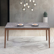 Mid-Century Modern Dining Furniture 1pc Walnut Finish Dining Table Wooden Sleek Design