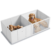 PawHut Whelping Box for Dogs, Dog Whelping Box with Waterproof Pee Pad & Adjustable Door for Small, Medium & Large Breed Dogs, 65' x 31.5'