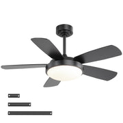 42 Inch Black Ceiling Fan with 22W LED Light and Remote Control MDF Blades Reversible DC Motor