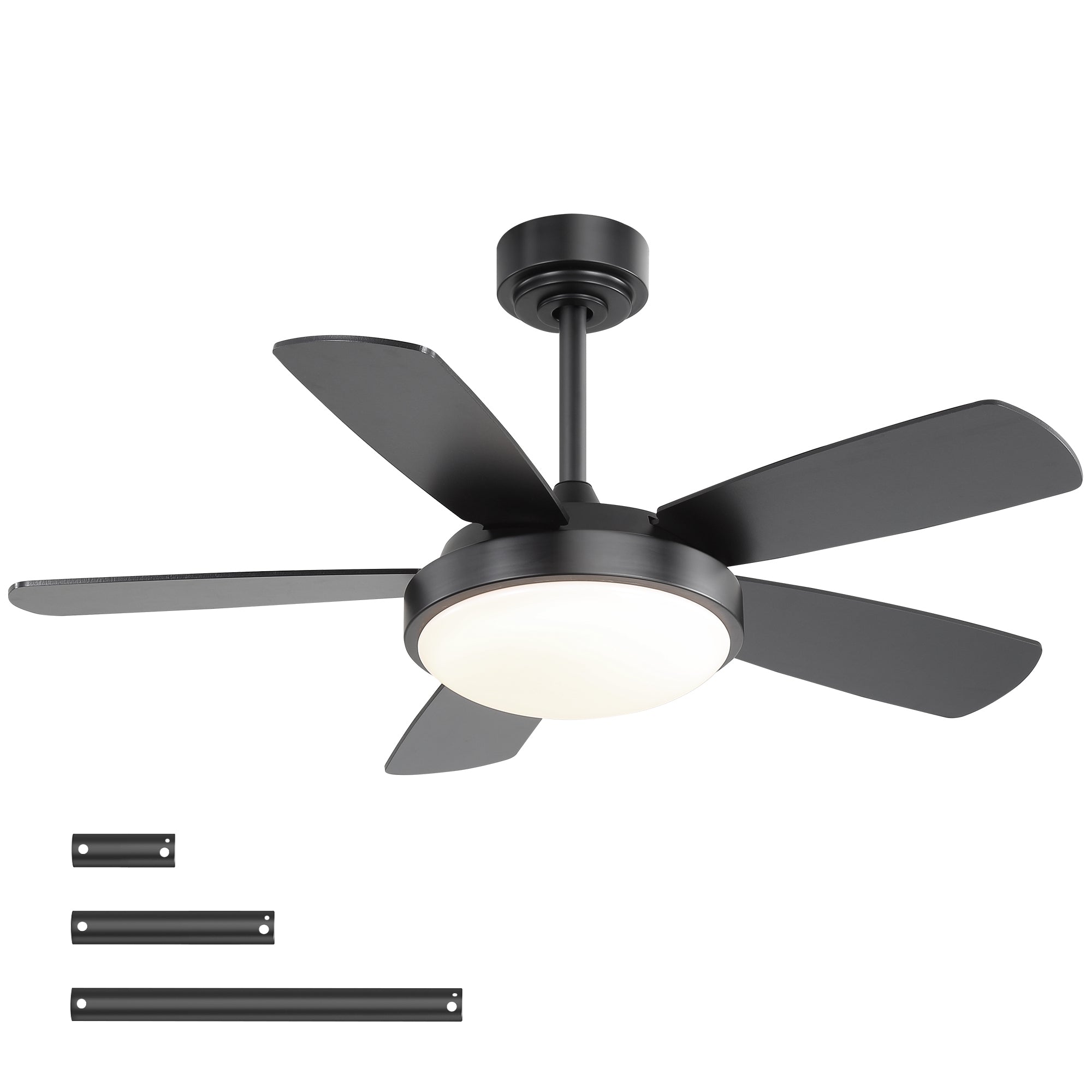 42 Inch Black Ceiling Fan with 22W LED Light and Remote Control MDF Blades Reversible DC Motor