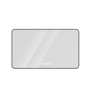 Modern Black Aluminum Frame Wall Mirror with Rounded Corners, Temperature Display, Tri-Color Light, Defogging