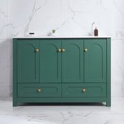 48' Green Bathroom Vanity with Ceramic Sink Combo, Abundant Storage Cabinet -4 Soft close doors and 2drawers
