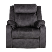 SONET Domino Granite Gray Recliner Chair with Suede-Like Fabric and Manual Recline