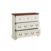 Farmhouse 7 Drawers Dresser, Rustic Chest with Natural Texture, Antique White Engineered Wood