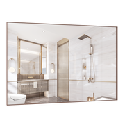 Oversized Bathroom Mirror with Removable Tray Wall Mount Mirror,Vertical Horizontal Hanging Aluminum Framed Wall Mirror ,Full Body Mirror for Bedroom Living Room,Yellow+Coral,72x48 Inches
