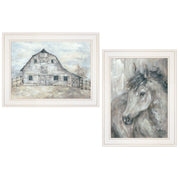'True Spirit (Horses)' 2-Piece Vignette by Debi Coules, White Frame