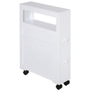 HOMCOM 6.25' x 20.5' x 28.25' Wood Rolling Narrow Bathroom Side Storage Cabinet - White