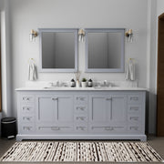 Dark Grey Double Bath Vanity 84 in. W x 22 in. D, with Carrara Marble Top