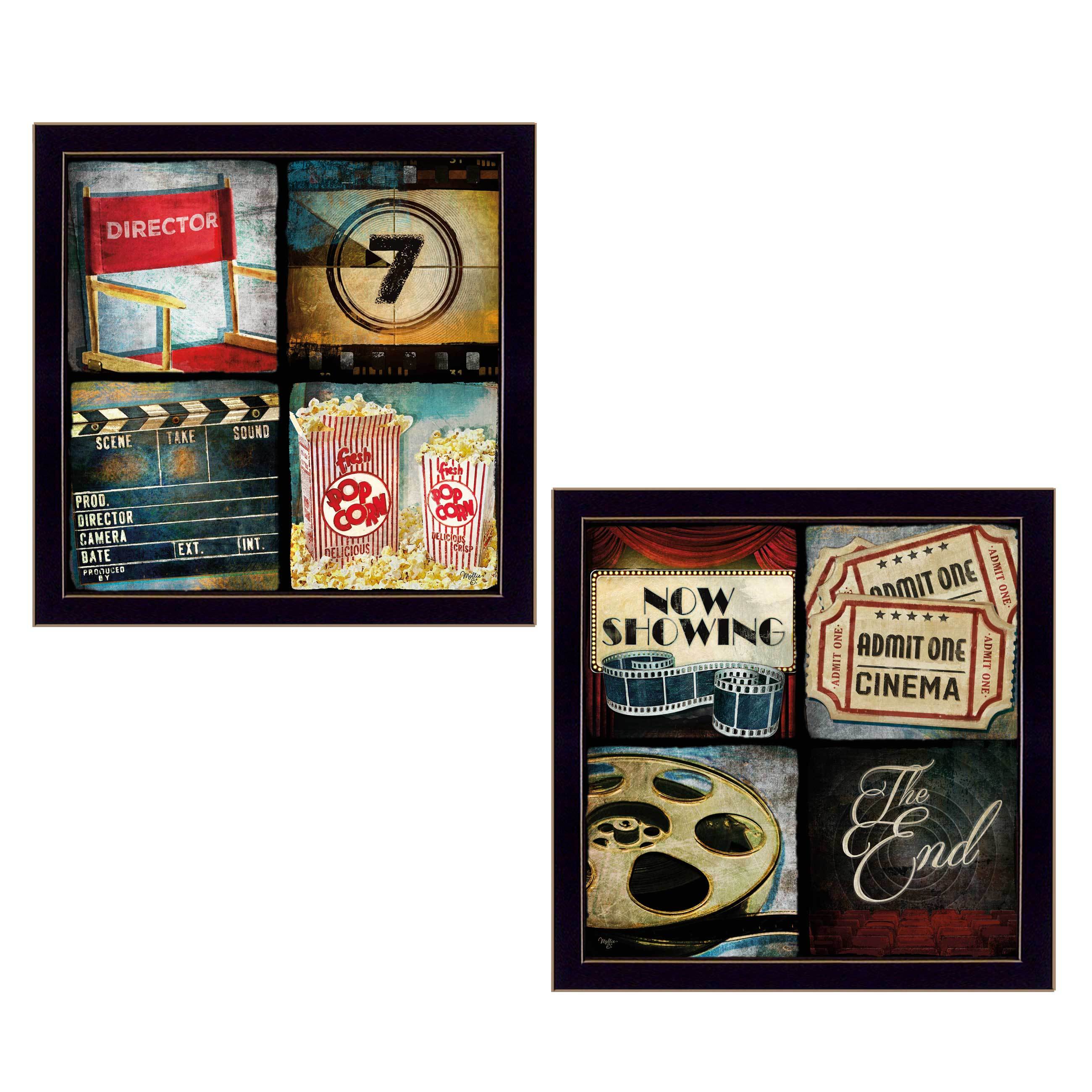 'At The Movies Collection' 2-Piece Vignette By Mollie B., Printed Wall Art, Ready To Hang Framed Poster, Black Frame