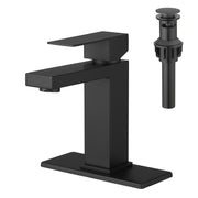Sink Faucet With Deck Plate Waterfall Black with Pop Up Drain and Supply Lines Bathroom faucets for Sink 1 Hole One Handle Faucets Vanity Bath Mixer Tap