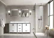 White Double Bath Vanity 72 in. W x 22 in. D, Cultured Marble Top and Faucet Set
