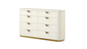 La Pierre Modern Style 8- Drawer Dresser(INCLUDES ONLY DRESSER) Made with Wood and Gold Accents in Beige